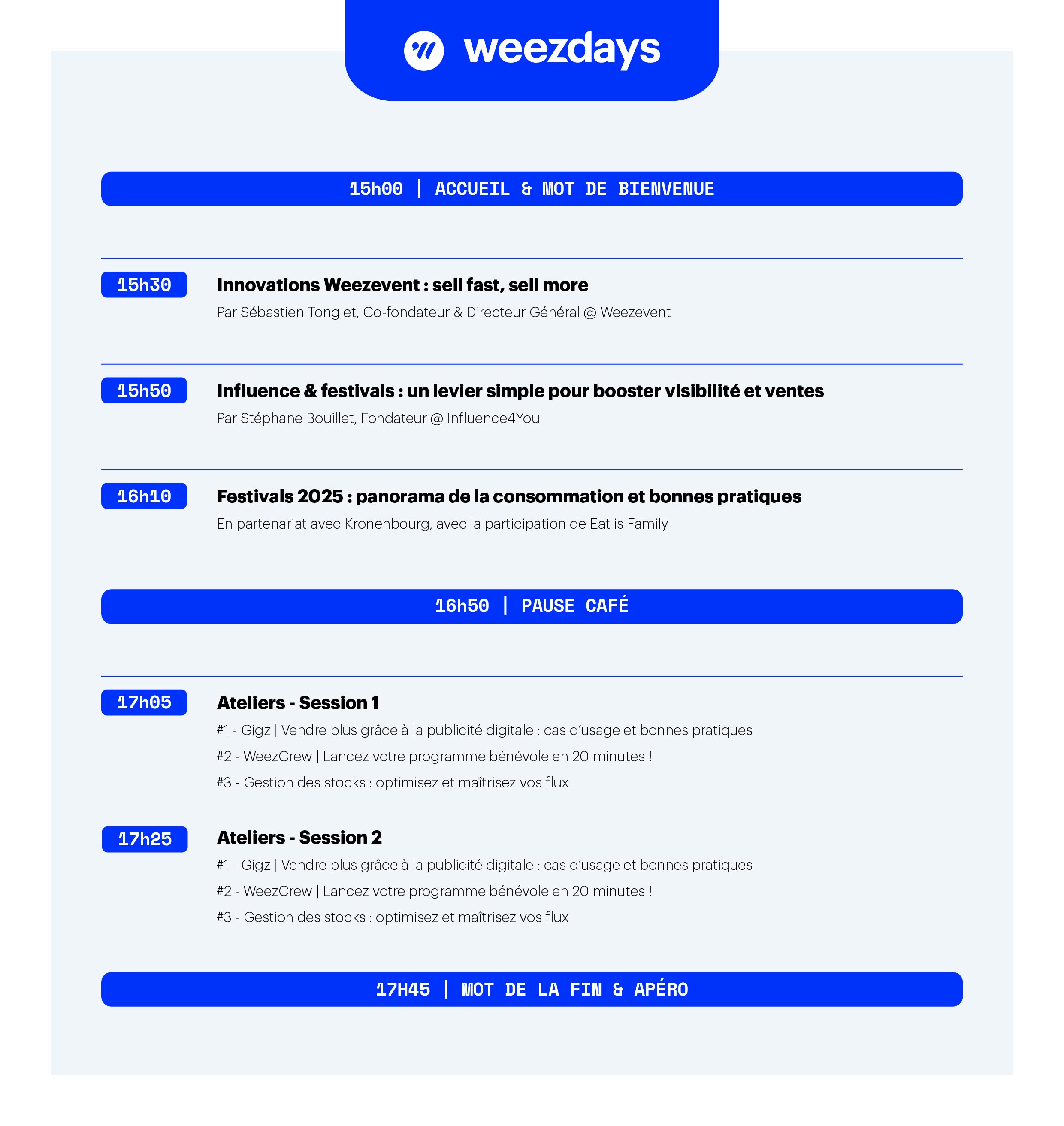 Programme des WeezDays #Festival